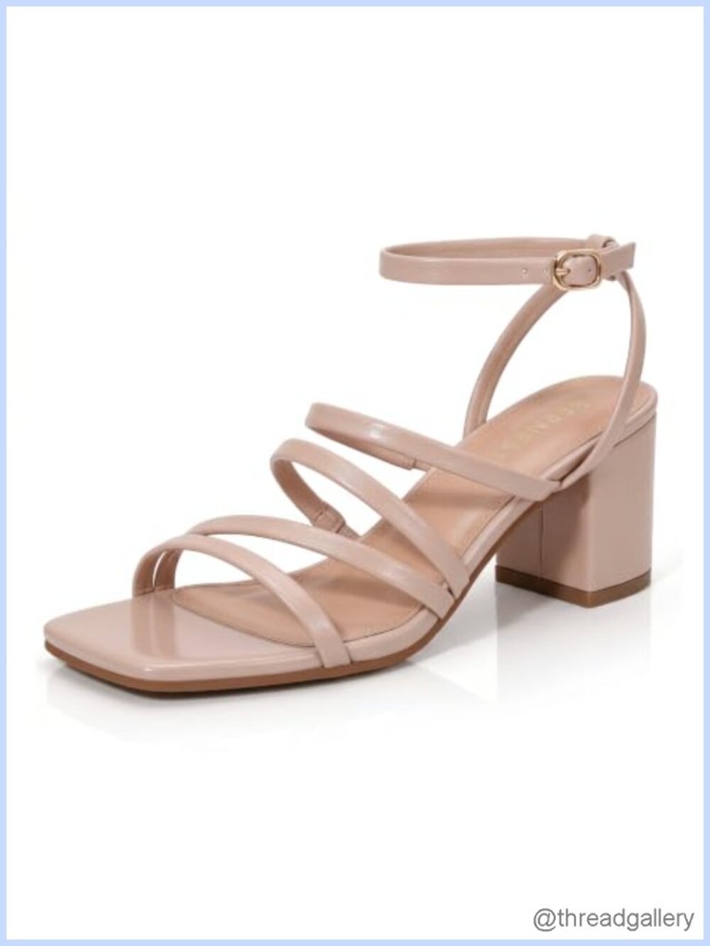 Women's Faux Leather Chunky Block Heel Square Toe Ankle Strap Sandals